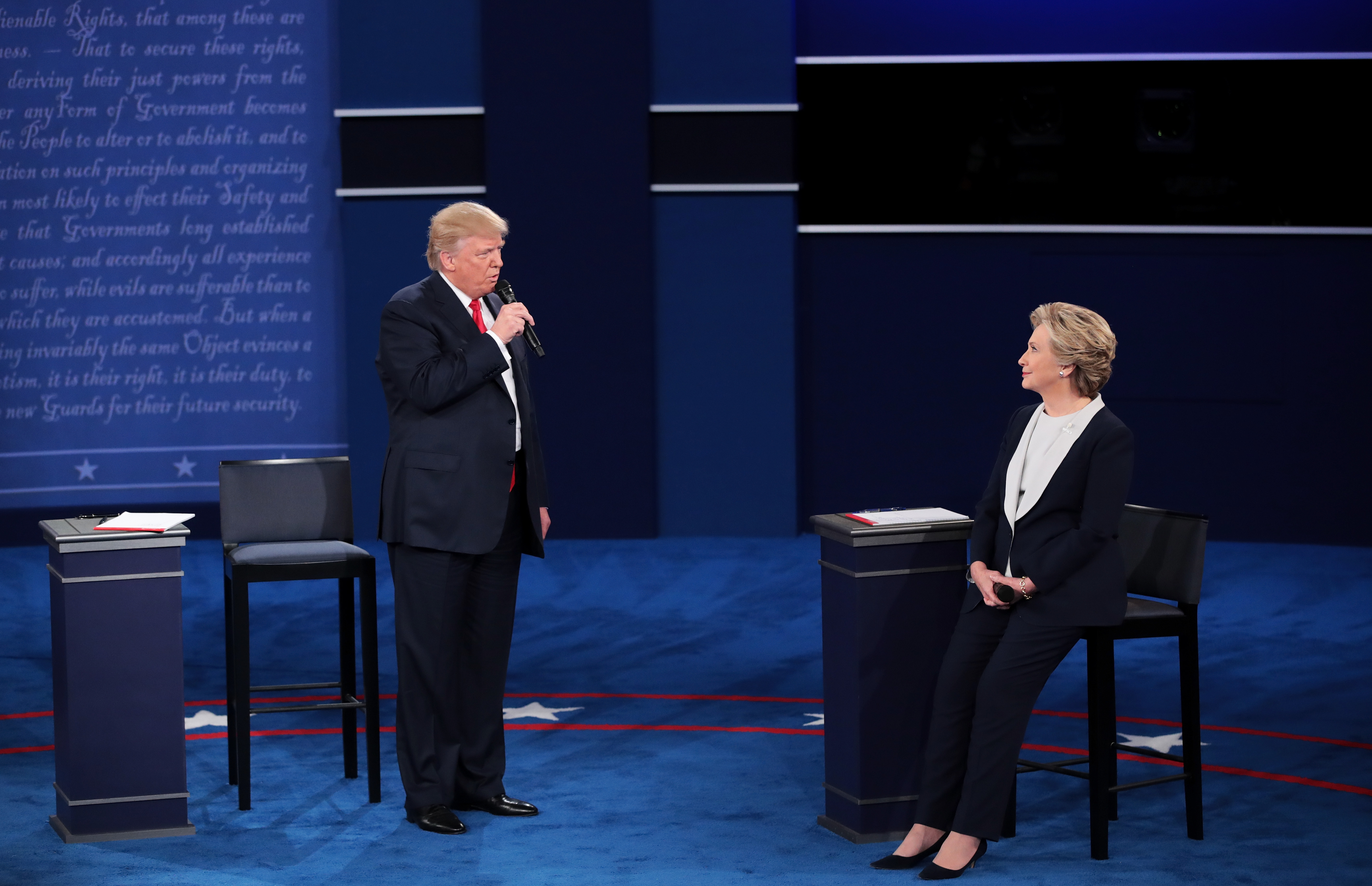 Candidates Hillary Clinton And Donald Trump Hold Second Presidential Debate At Washington University